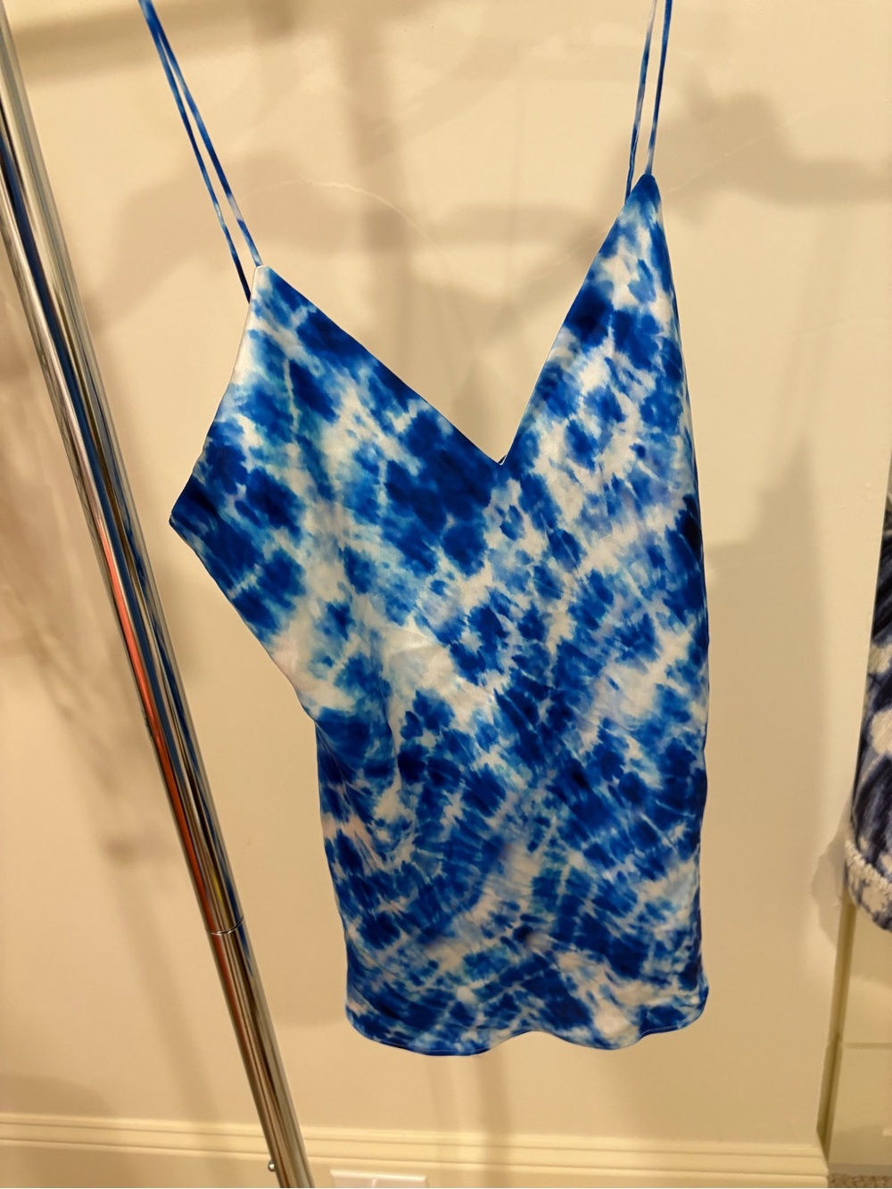 Cami NYC Blue Tie-Dye V-Neck Spaghetti Strap Tank Top